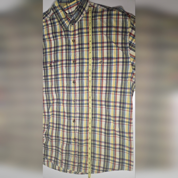 Eddie Bauer Mens Large Long Sleeve Button Up Plaid Yellow, Red, Blue - Picture 11 of 15